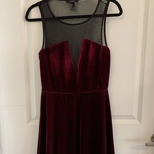 Forever 21 Fit & Flare Velour Dress w/ Mesh Detail